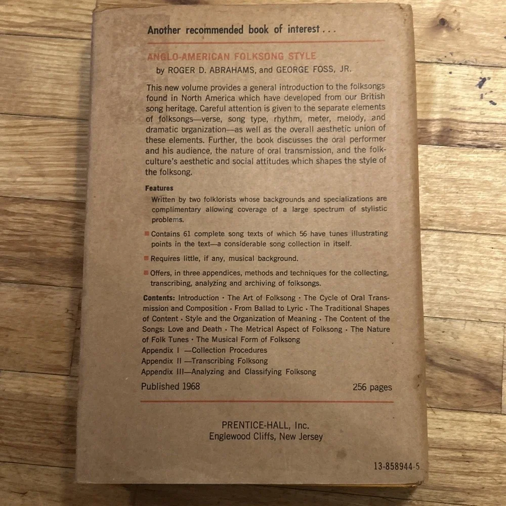 THE STUDY OF FOLKLORE by Alan Dundes 1965 Hardcover Anthropology Mythology Music